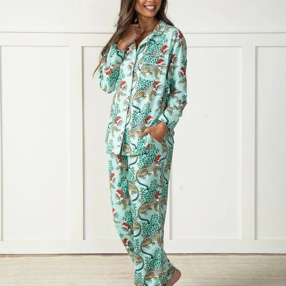 NWT Printfresh Mint Green Leopard Pajama Set in size S - Picture 3 of 5